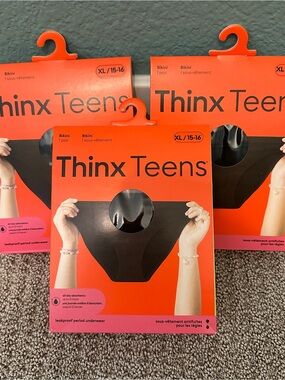 Thinx Teems Bikini Period Underwear - Black Size XL 15-16 (S/M for Women)